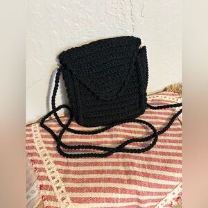 Talbots vintage “coastal grandma” boho crochet mini black crossbody